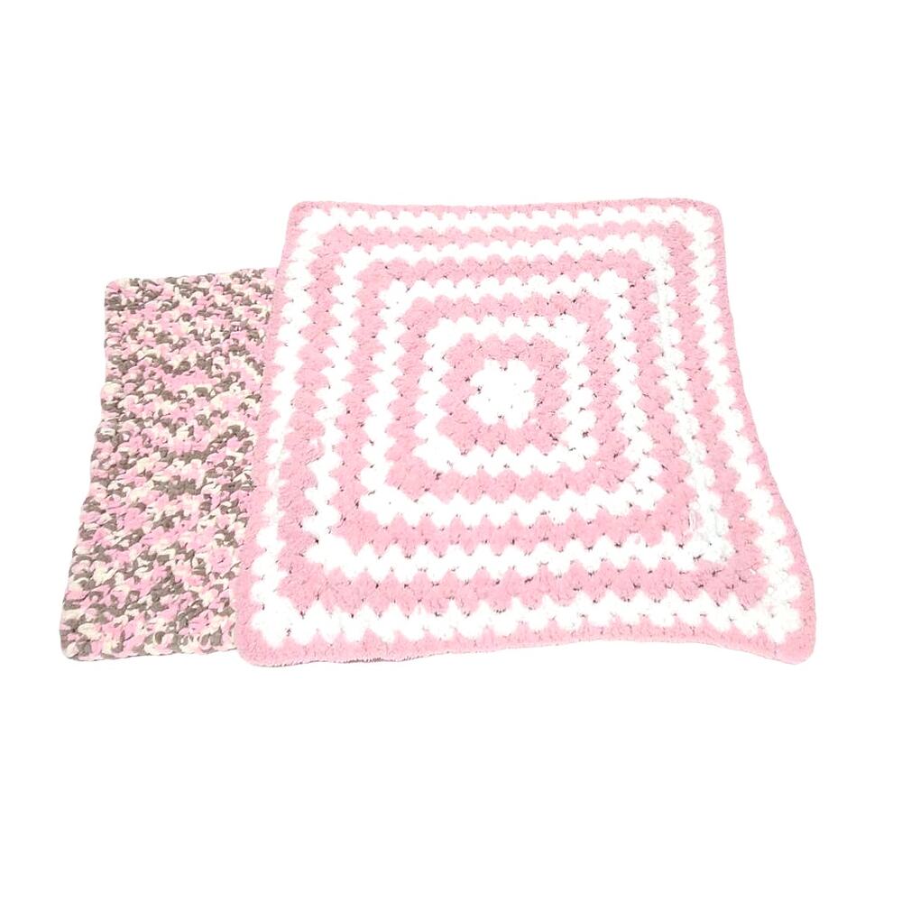 Handmade baby girl crochet blankets pink white nursery decor afgan